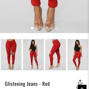Red Fashion Nova Glistening Jeans